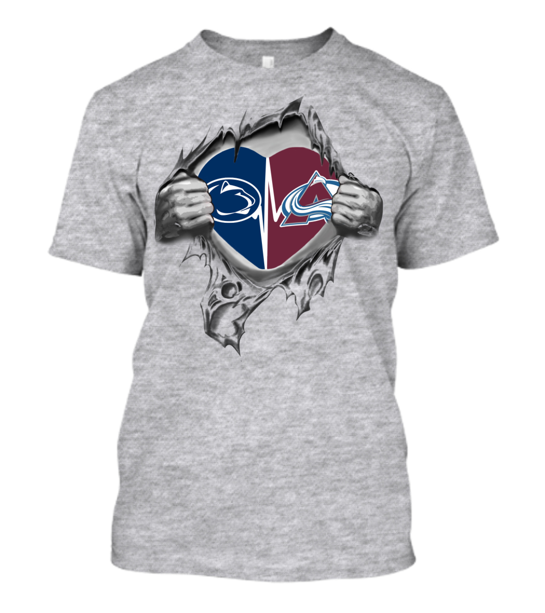 Colorado Avalanche Penn State Heart Tear T-Shirt