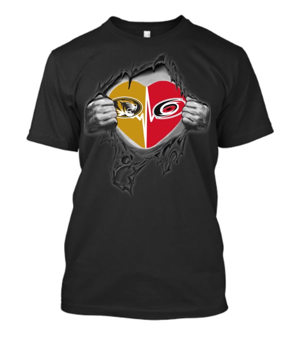 Missouri Tigers Carolina Hurricanes Heart T-Shirt