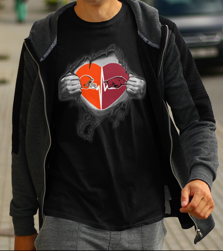 Cleveland Browns Heartbeat Arkansas Razorbacks Kombination T-Shirt