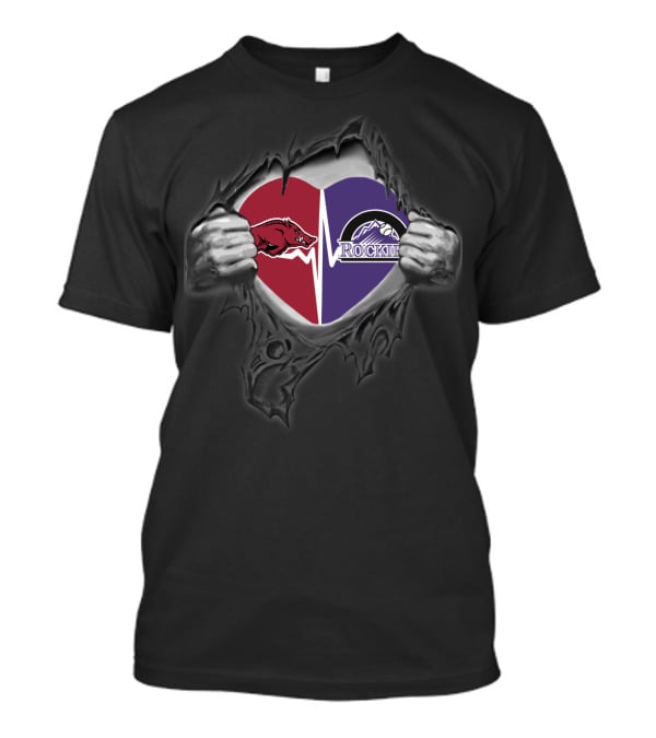 Arkansas Razorbacks Colorado Rockies Heartbeat T-Shirt