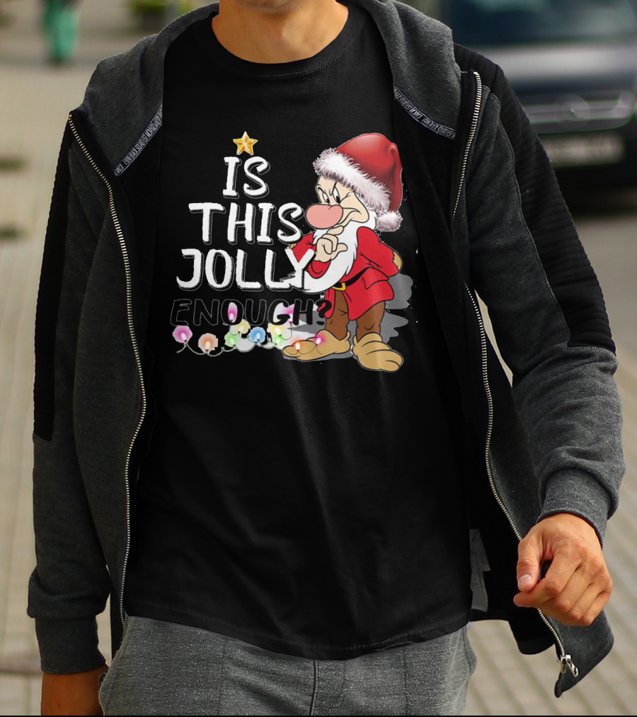 Grumpy Santa Is This Jolly Enough With Festive Lights T-Shirt