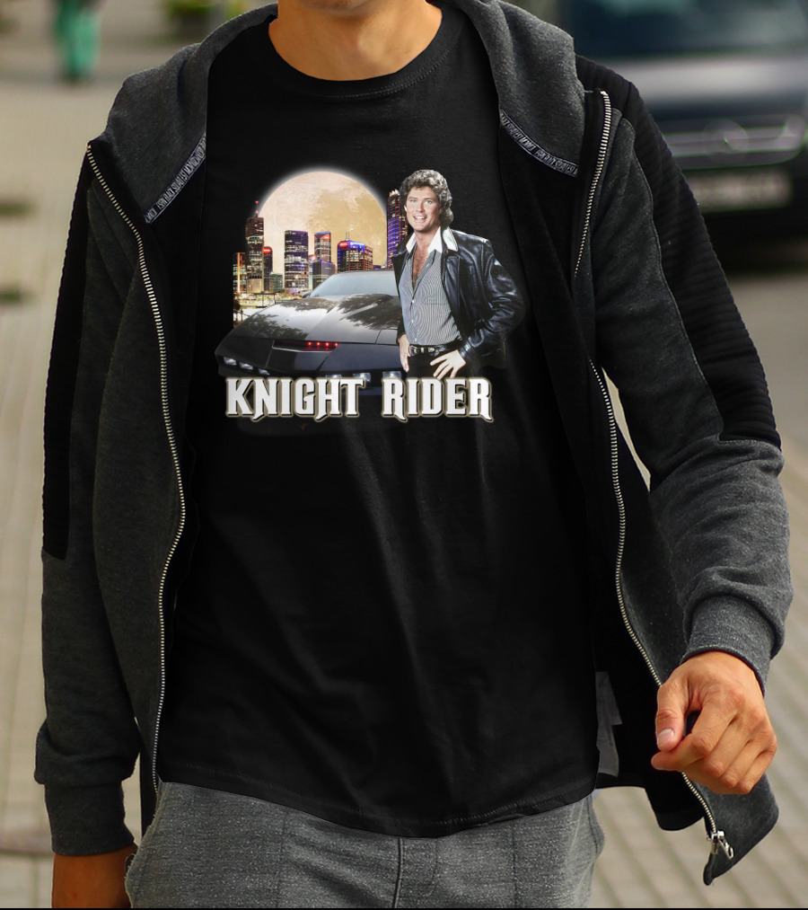 Knight Rider PNR05 Classic Retro TV Show Moonlit Cityscape T-Shirt