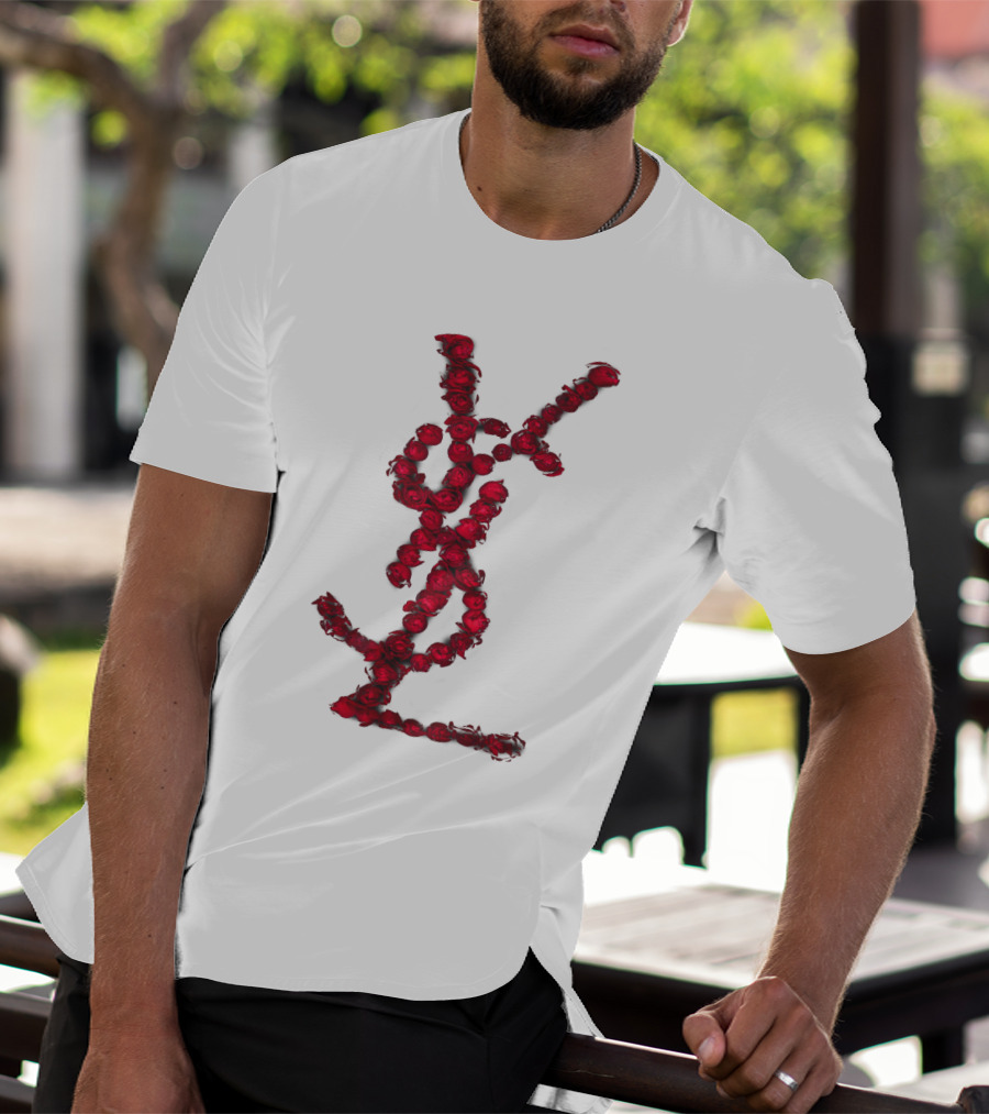 YSL Red Rose Logo T-Shirt