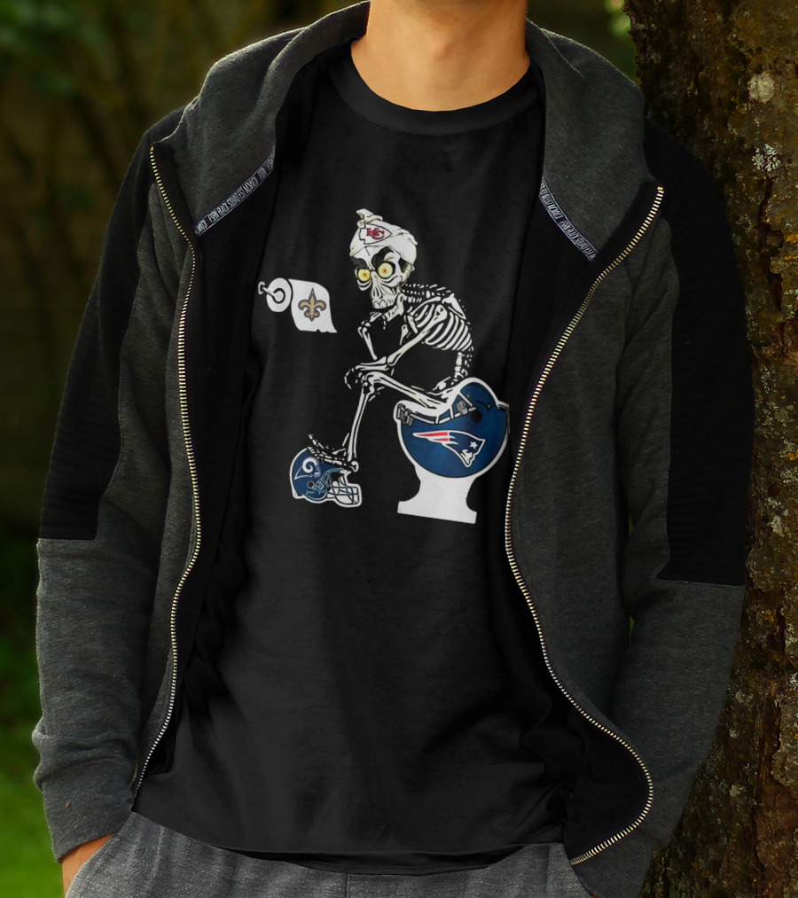 Chiefs Skeleton Patriots Toilet Saints Rams Helmet T-Shirt
