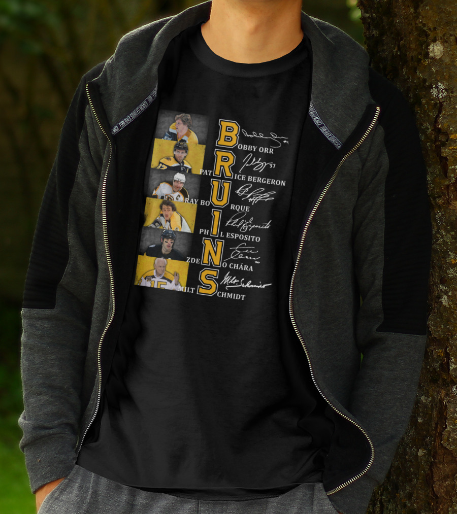 Bobby Orr Pat Ice Bergeron Ray Bourque Phil Esposito Zdeno Chara Milt Schmidt Bruins T-Shirt