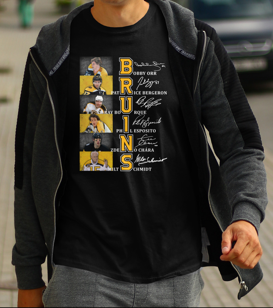 Bobby Orr Pat Ice Bergeron Ray Bourque Phil Esposito Zdeno Chara Milt Schmidt Bruins T-Shirt