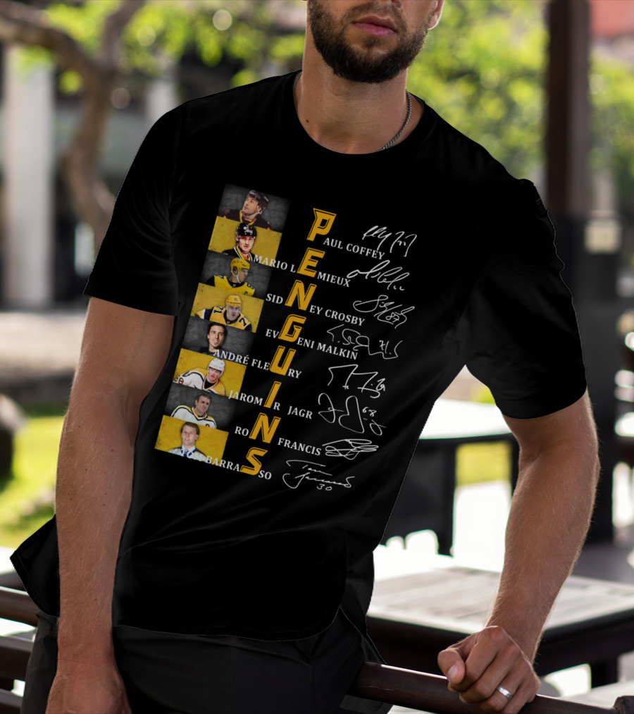 Penguins Paul Coffey Mario Lemieux Sidney Crosby Evgeni Malkin André Fleury Jaromír Jagr Ron Francis Tom Barrasso T-Shirt