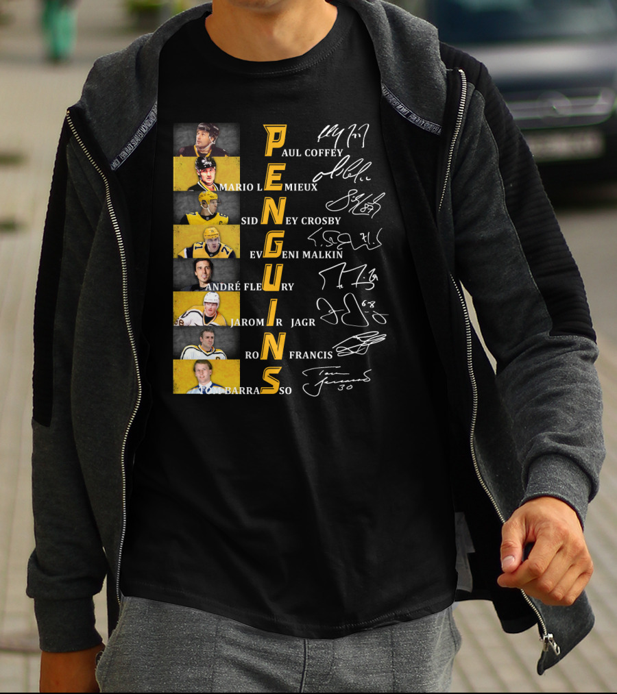 Penguins Paul Coffey Mario Lemieux Sidney Crosby Evgeni Malkin André Fleury Jaromír Jagr Ron Francis Tom Barrasso T-Shirt