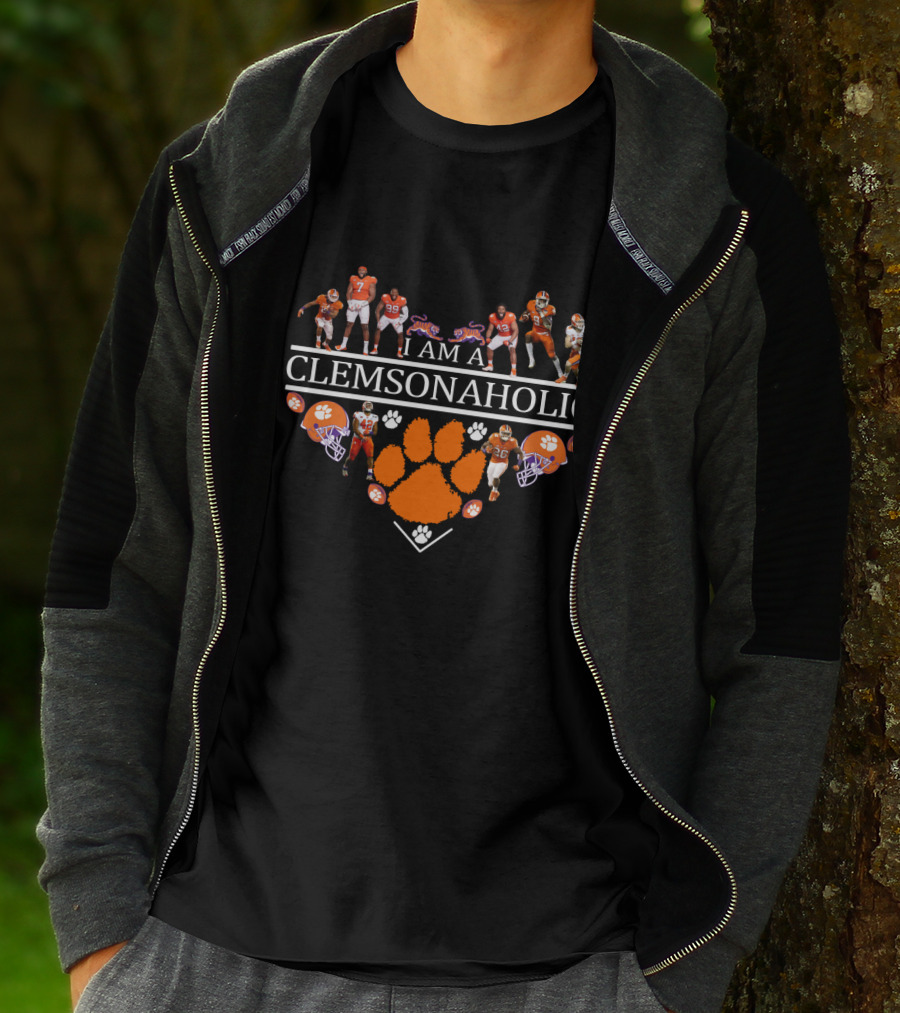 I Am A Clemsonaholic Tigers Football Heart And Players T-Shirt