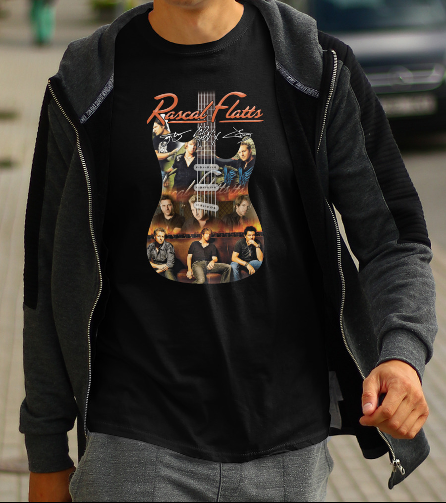 Rascal Flatts Guitar Collage With Band Signatures T-Shirt