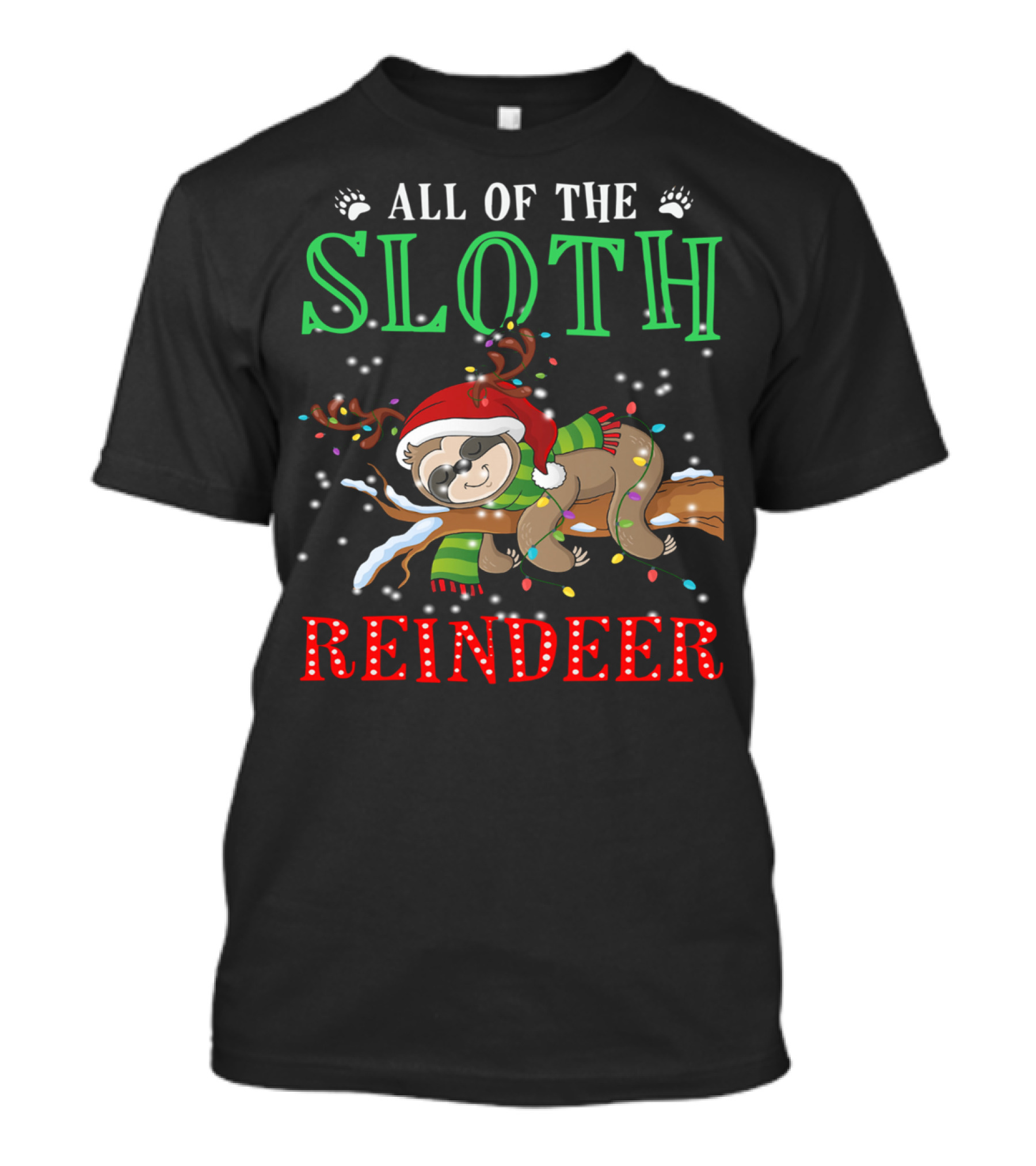 All Of The Sloth Reindeer Christmas Lights Holiday Pajama T-Shirt