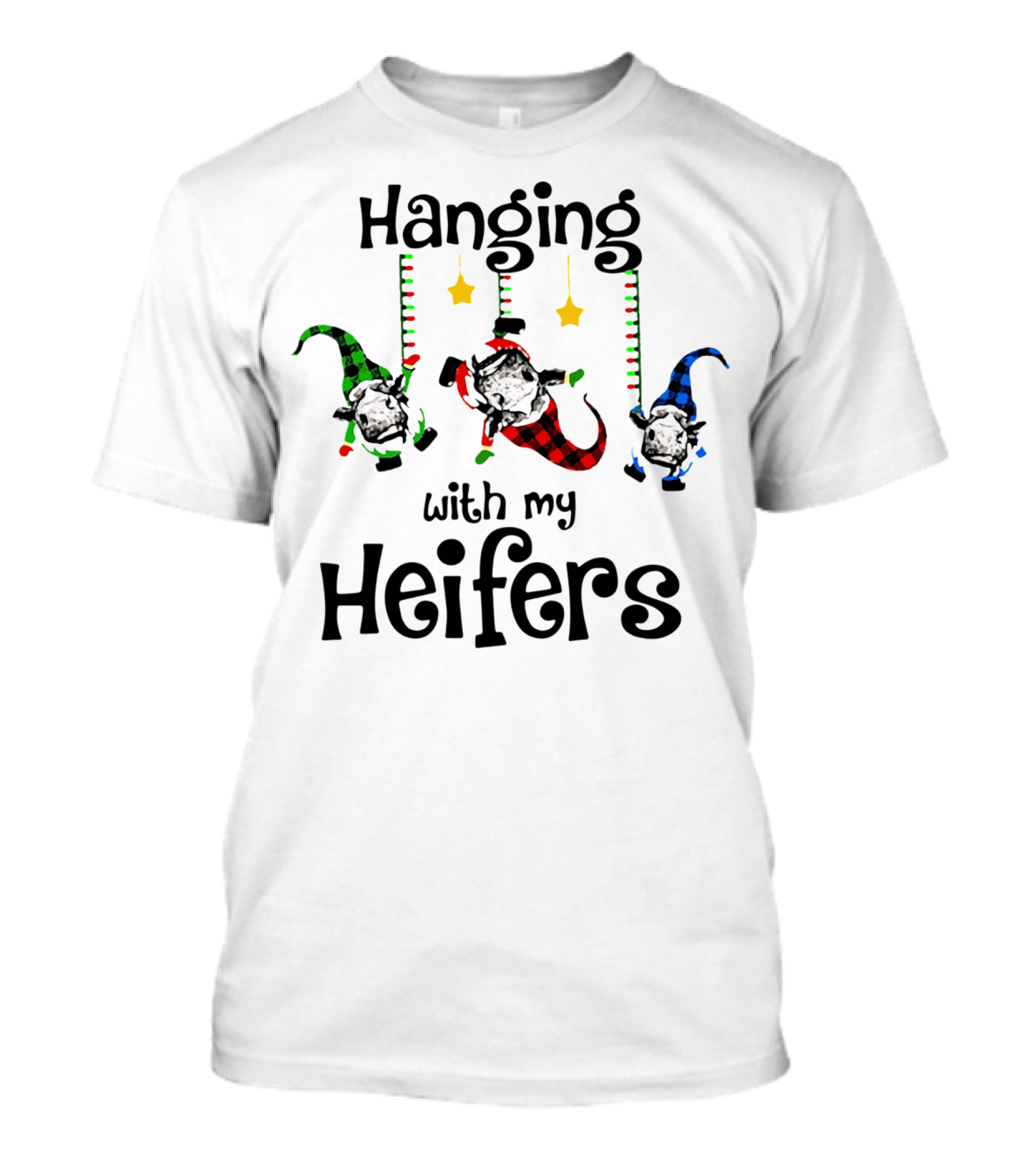 Hanging With My Heifers Festive Cows In Pajamas T-Shirt