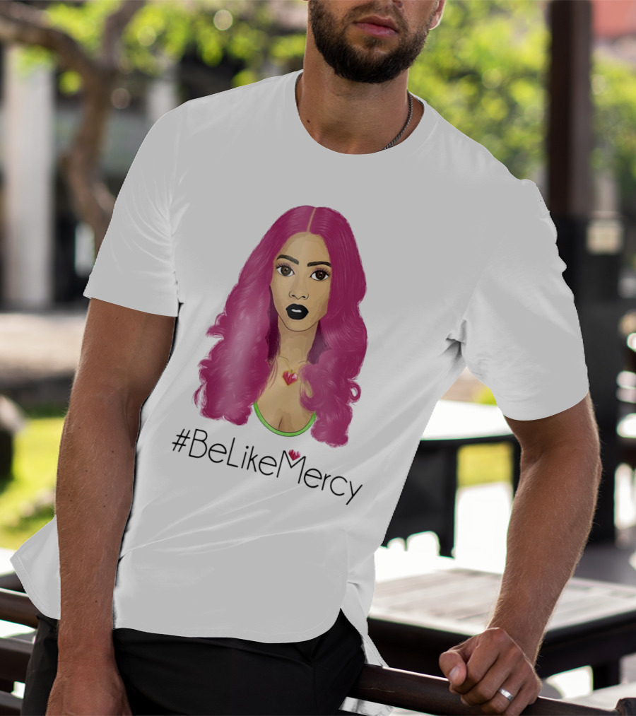 BeLikeMercy Pink Hair Black Lips Heart Necklace T-Shirt