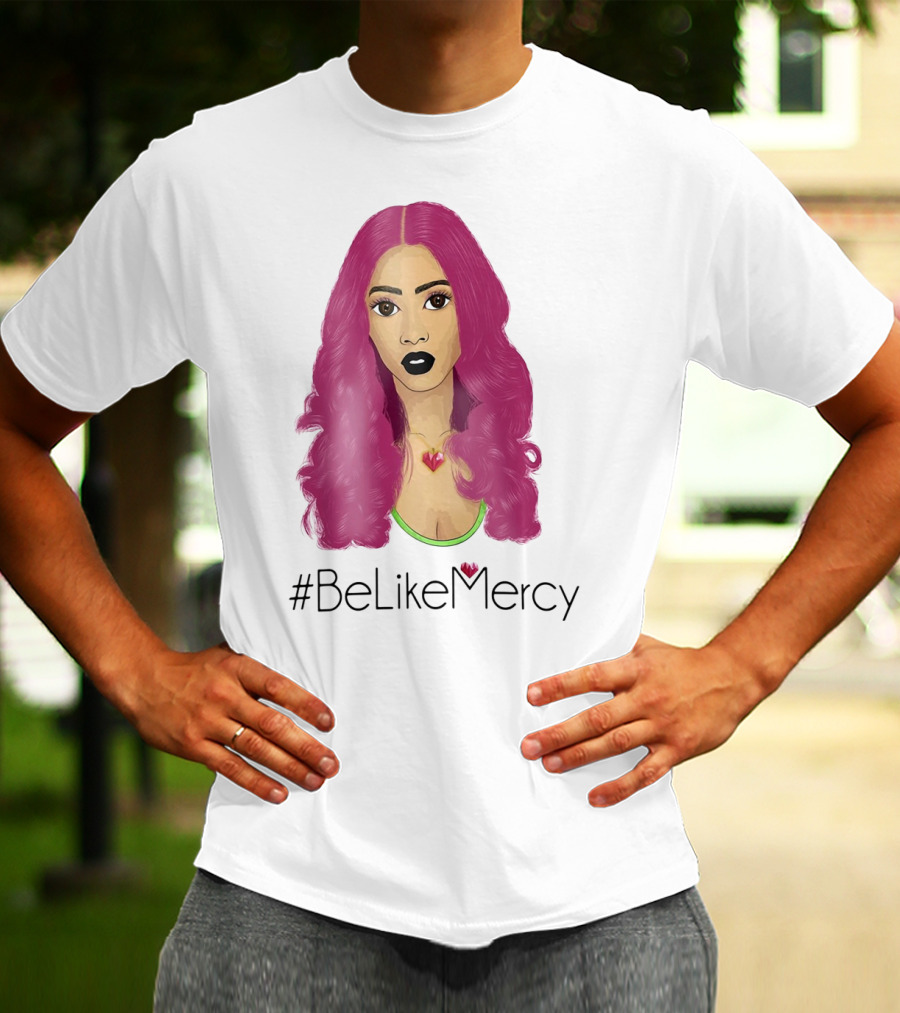 BeLikeMercy Pink Hair Black Lips Heart Necklace T-Shirt
