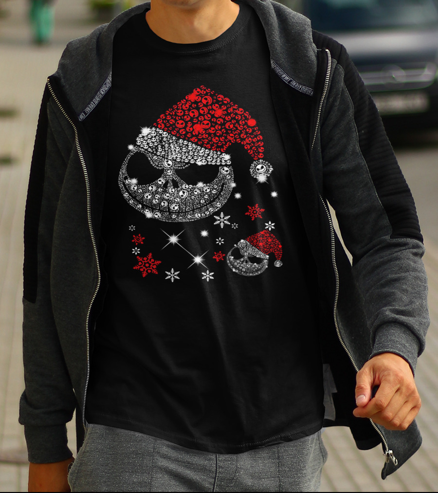Santa Jack Skellington Christmas Diamond Snowflakes T-Shirt