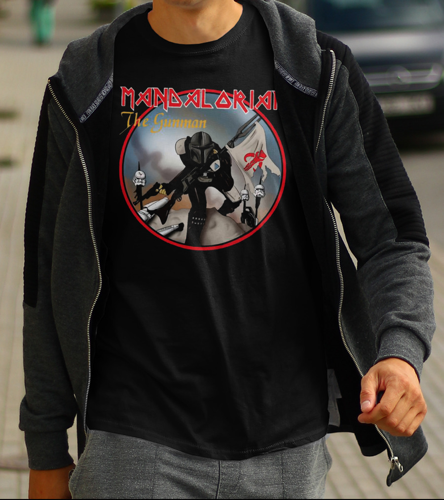 Mandalorian The Gunman Warrior With Imperial Helmets And Banner T-Shirt