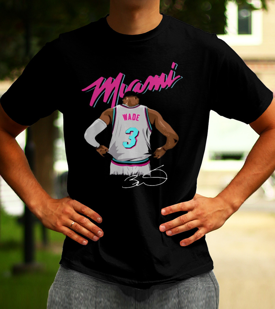 Dwyane Wade Miami Heat Number 3 Signature T-Shirt