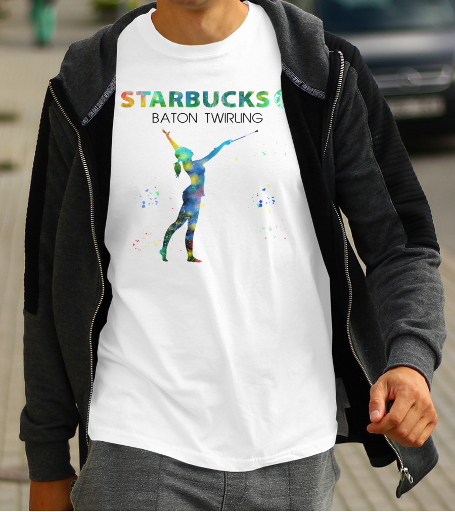 Starbucks Baton Twirling Silhouette Splash T-Shirt