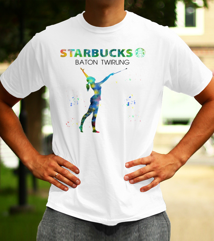 Starbucks Baton Twirling Silhouette Splash T-Shirt