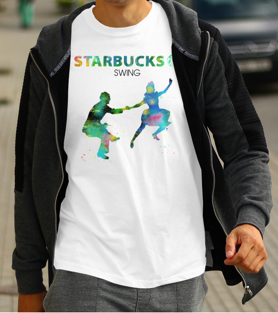 Starbucks Swing Dance Colorful Silhouette Movement T-Shirt