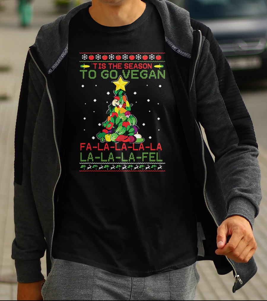'Tis The Season To Go Vegan Fa-La-La-La-La La-La-La-Fel Veggie Tree T-Shirt