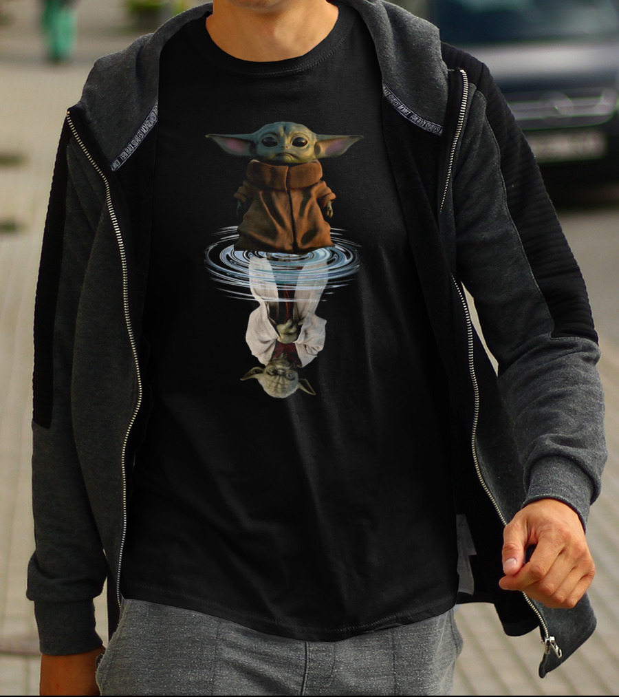 Baby Yoda Water Reflection Mirror Yoda Ripples T-Shirt