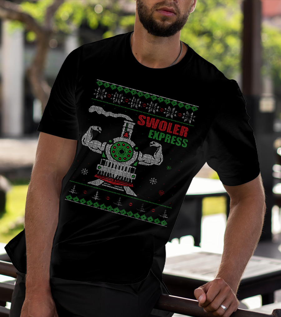 Swoler Express Muscle Train Ugly Christmas T-Shirt