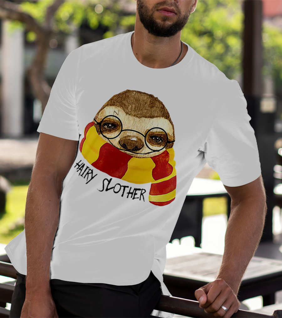 Hairy Slother Sloth Lovers Wizard Scarf Glasses Magic T-Shirt