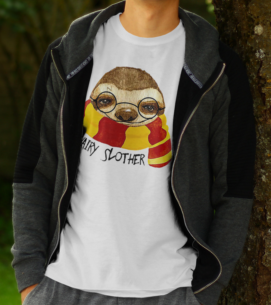 Hairy Slother Sloth Lovers Wizard Scarf Glasses Magic T-Shirt
