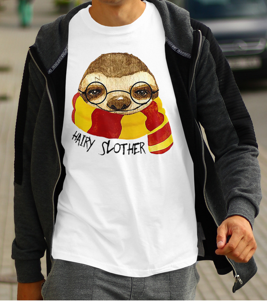 Hairy Slother Sloth Lovers Wizard Scarf Glasses Magic T-Shirt