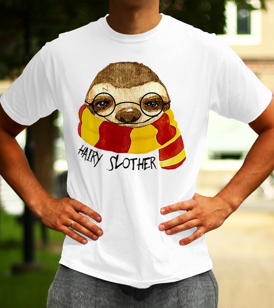 Hairy Slother Sloth Lovers Wizard Scarf Glasses Magic T-Shirt