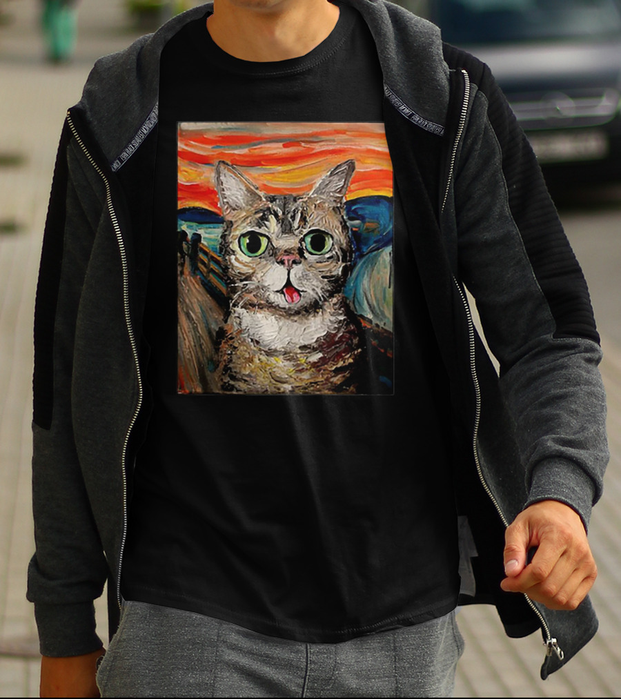Lil Bub Cat The Scream Vincent Van Gogh T-Shirt