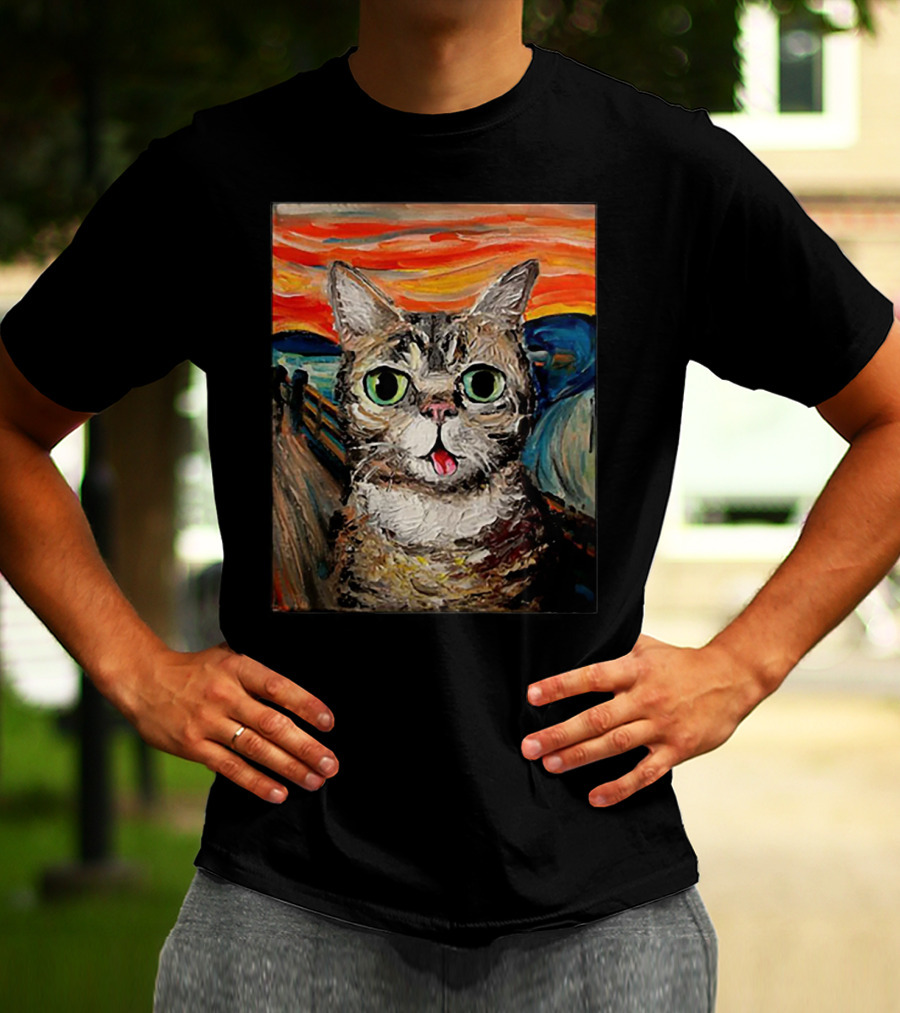 Lil Bub Cat The Scream Vincent Van Gogh T-Shirt