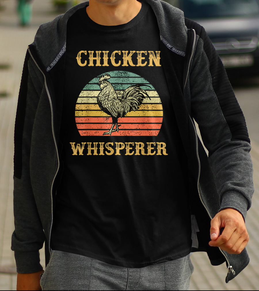 Chicken Whisperer Vintage Retro Rooster Stripes T-Shirt
