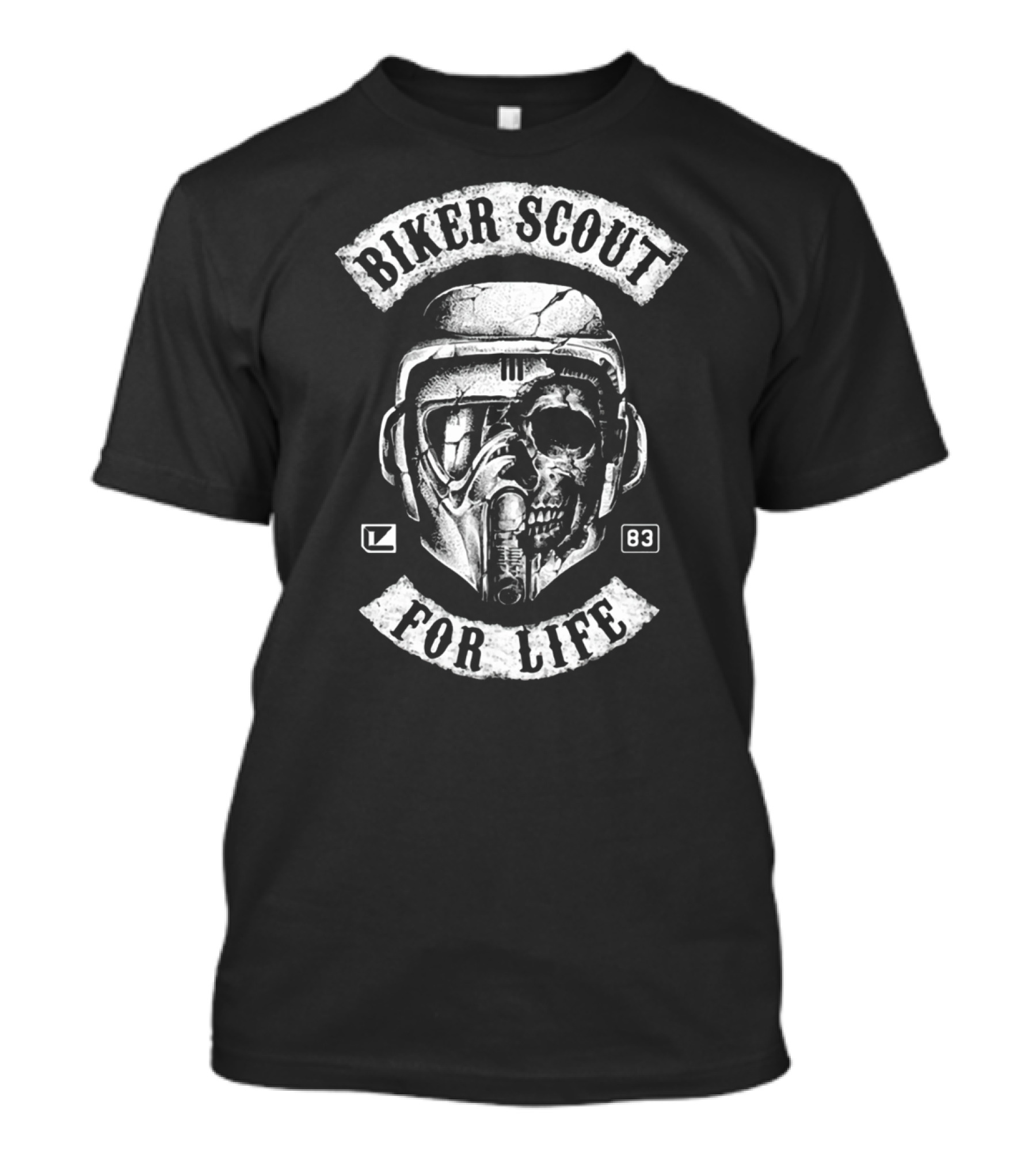 Biker Scout For Life Star Wars 83 Skull Helmet T-Shirt