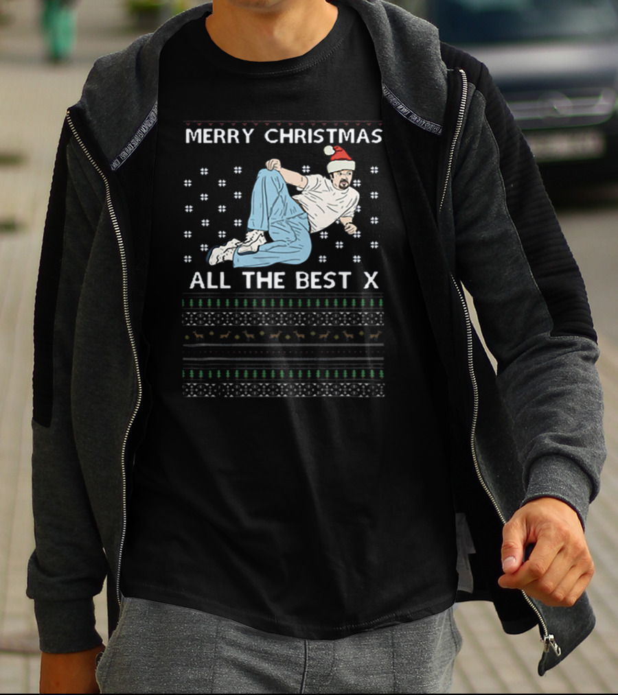 Merry Christmas All The Best X David Brent Festive Dance Santa Hat T-Shirt