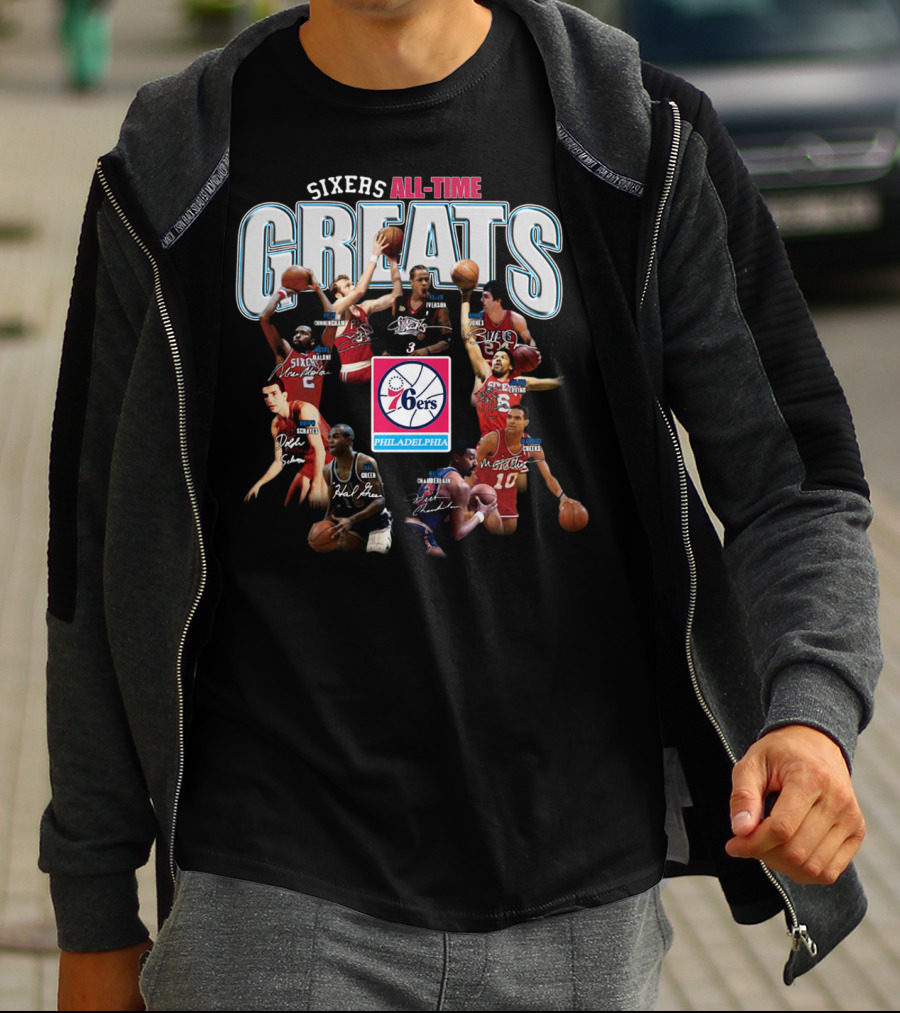 Sixers All-Time Greats Philadelphia 76ers Players Signatures T-Shirt
