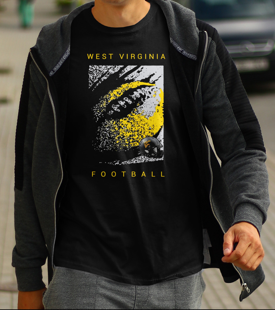 West Virginia Mountaineers Football Helmet And Textured T-Shirt