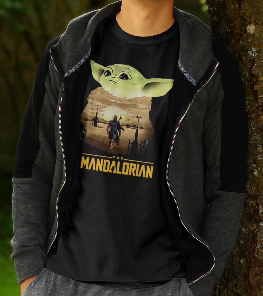 The Mandalorian Baby Yoda Sunset Scene T-Shirt