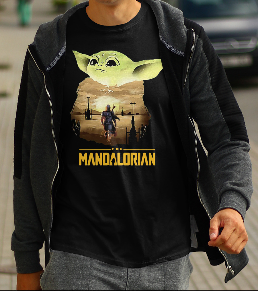The Mandalorian Baby Yoda Sunset Scene T-Shirt