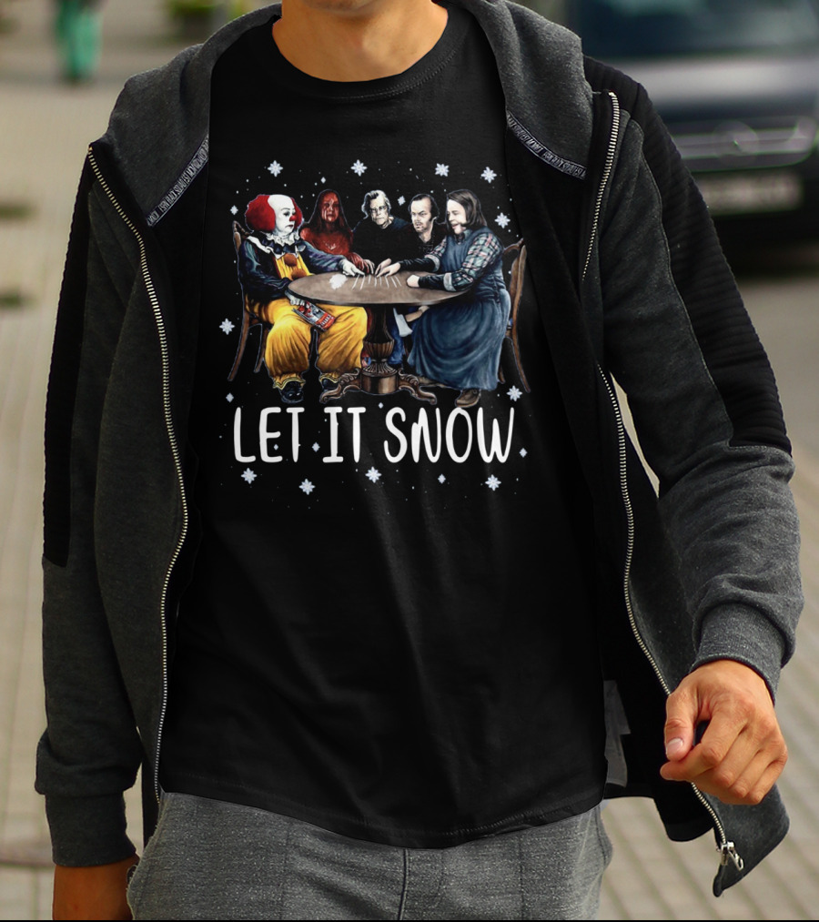 Stephen King Horror Friends Characters Let It Snow Holiday Scene T-Shirt
