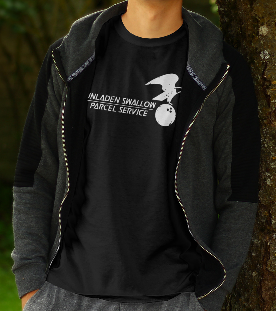 Unladen Swallow Parcel Service Monty Python Bowling Ball Bird T-Shirt