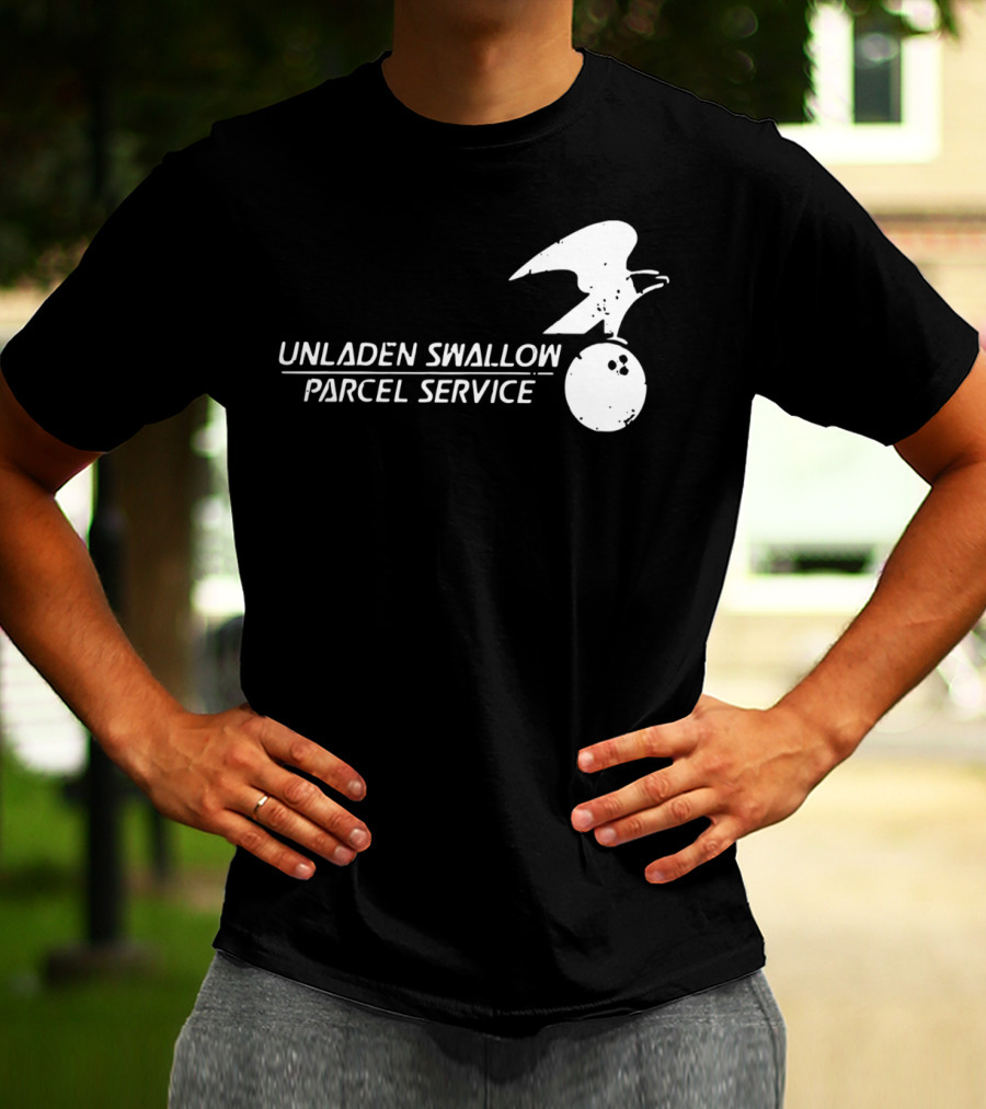 Unladen Swallow Parcel Service Monty Python Bowling Ball Bird T-Shirt