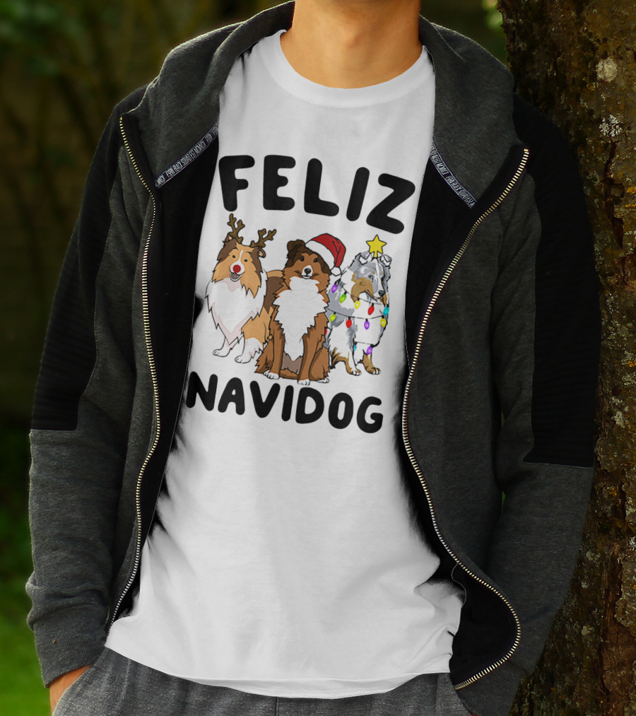 Feliz Navidog Shetland Sheepdogs Christmas Fun T-Shirt