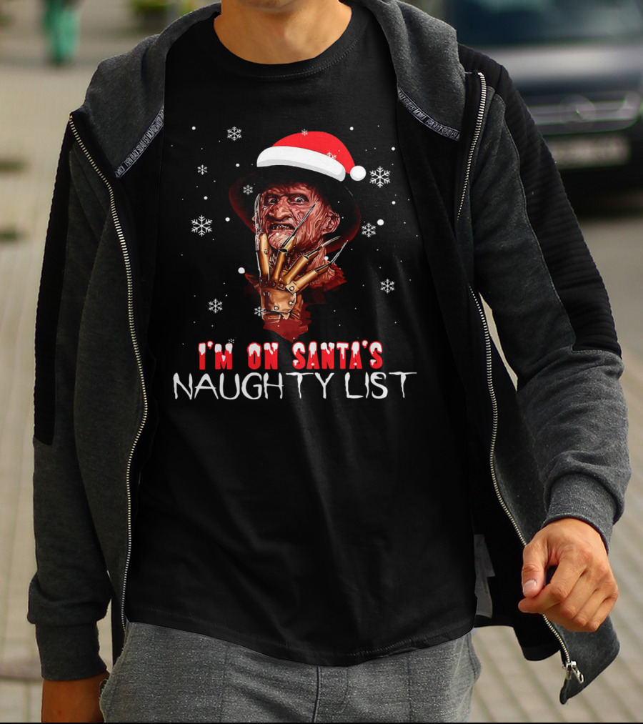 Freddy Krueger I'm On Santa's Naughty List Christmas Horror T-Shirt