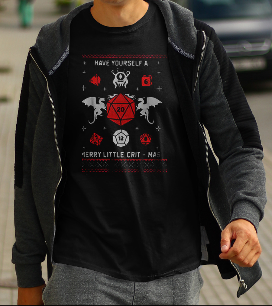 Have Yourself A Merry Little Crit-Mas Dungeons Dragons Dice Monster Holiday T-Shirt