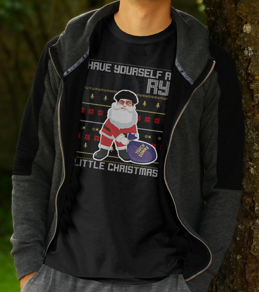 Have Yourself A Merry Little Christmas Touch Downs Santa Bag T-Shirt
