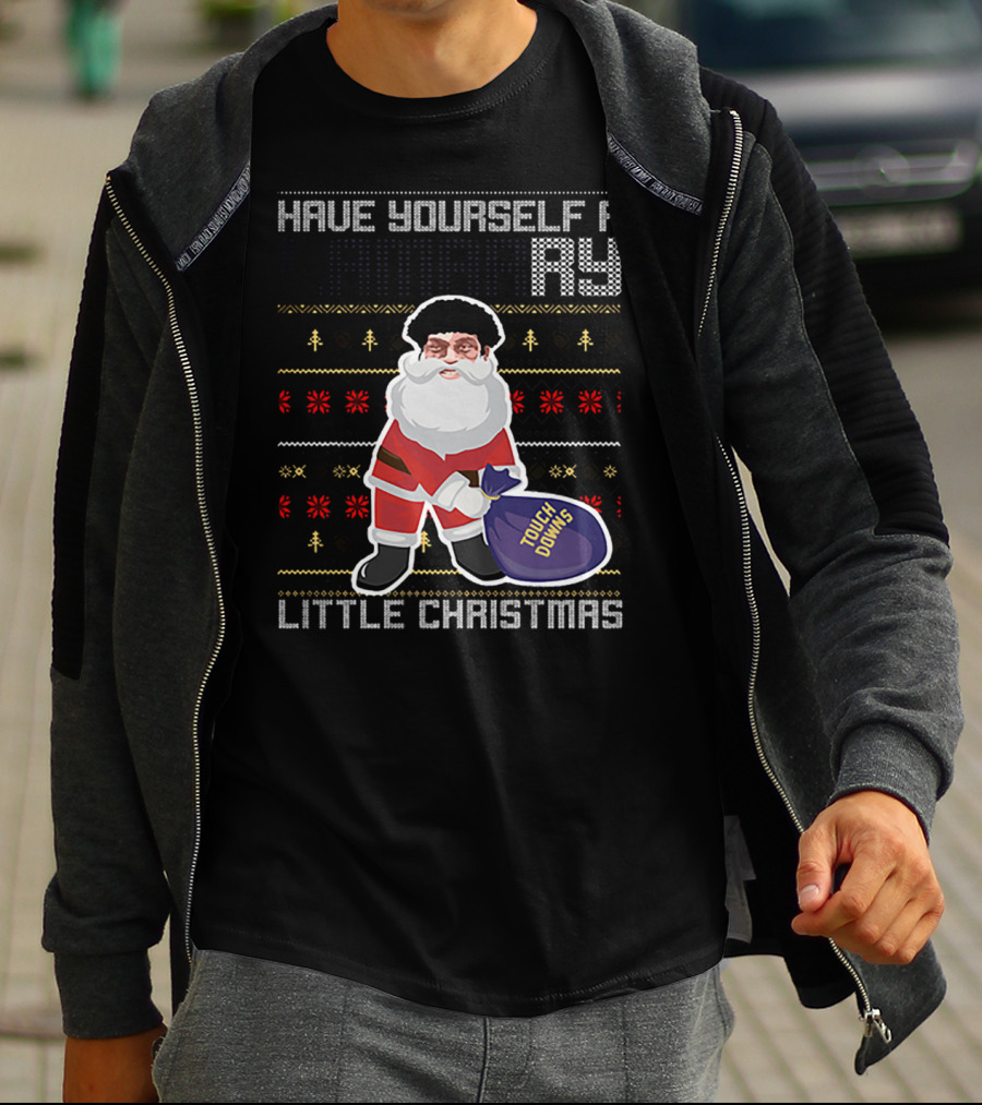 Have Yourself A Merry Little Christmas Touch Downs Santa Bag T-Shirt