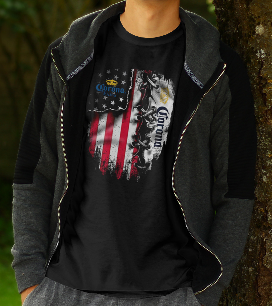 Corona Extra American Flag Fusion With Eagle And Stars T-Shirt