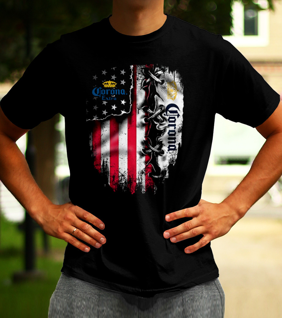 Corona Extra American Flag Fusion With Eagle And Stars T-Shirt